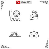 4 icônes ligne style grille basée sur des symboles de contour créatifs pour la conception de sites Web signes d'icône de ligne simple isolés sur fond blanc 4 jeu d'icônes vecteur