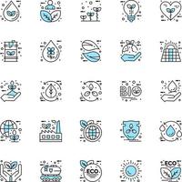 25 écologie noir et bleu icon set design d'icônes créatives et modèle de logo vecteur