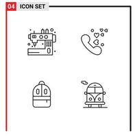 concept de 4 lignes pour sites Web mobiles et applications sac d'artisanat couture étude d'amour éléments de conception vectoriels modifiables vecteur