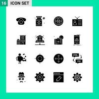 16 icônes créatives signes et symboles modernes de la construction d'éléments de conception vectoriels modifiables de réseau mondial de télévision rétro finance vintage vecteur