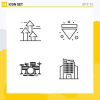 pack de 4 signes et symboles modernes de couleurs plates remplies pour les supports d'impression Web tels que les flèches tambour vers l'instrument d'éjection vers l'avant éléments de conception vectoriels modifiables vecteur