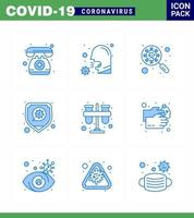 prévention des coronavirus 25 jeu d'icônes bleu protection virus malade loupe coronavirus viral 2019nov éléments de conception de vecteur de maladie