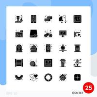 25 pack de glyphes solides d'interface utilisateur de signes et symboles modernes d'éléments de conception vectoriels modifiables électriques sous vide d'entreprise vecteur