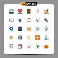 symboles d'icônes universels groupe de 25 couleurs plates modernes de dossiers de bâtiments internet heureux lapin éléments de conception vectoriels modifiables vecteur