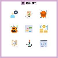 ensemble de 9 symboles d'icônes d'interface utilisateur modernes signes pour la couche web de l'utilisateur sac de voyage éléments de conception vectoriels modifiables vecteur