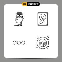 pack de 4 signes et symboles modernes de couleurs plates remplies pour les supports d'impression Web tels que le chat de données connaissance signe sonore éléments de conception vectoriels modifiables vecteur