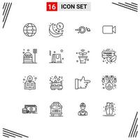 ensemble de 16 symboles d'icônes d'interface utilisateur modernes signes pour les éléments de conception vectoriels modifiables d'astronomie d'image solaire de base vecteur