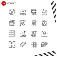 16 icônes créatives signes et symboles modernes du concept de lame bobine de film croissance de l'entreprise éléments de conception vectoriels modifiables médicaux vecteur