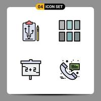 ensemble de 4 symboles d'icônes d'interface utilisateur modernes signes pour les tactiques de tableau noir de tête études de cadre éléments de conception vectoriels modifiables vecteur
