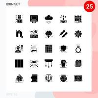 25 concept de glyphe solide pour les sites Web bâtiments mobiles et applications signal de navigation carte islam éléments de conception vectoriels modifiables vecteur