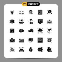 symboles d'icônes universels groupe de 25 glyphes solides modernes d'éléments de conception vectoriels modifiables de données de document de maman de base de caméra vecteur