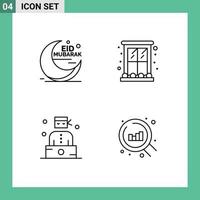 pack d'interface utilisateur de 4 couleurs plates de base remplies d'éléments de conception vectoriels modifiables criminels extérieurs de la maison eid cresent vecteur