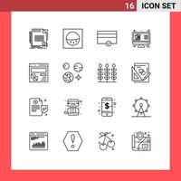 16 icônes créatives signes et symboles modernes du développement navigateur liste d'argent boutique éléments de conception vectoriels modifiables vecteur