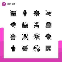 16 icônes créatives signes et symboles modernes de la technologie du sauna espace de recherche sur Internet éléments de conception vectoriels modifiables vecteur
