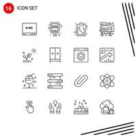 ensemble de 16 symboles universels de la stratégie des plantes solaires biologie médicale éléments de conception vectoriels modifiables vecteur