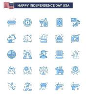 gros pack de 25 usa joyeux jour de l'indépendance usa vector blues et symboles modifiables du haut-parleur irlande wine cell mobile modifiable usa day vector design elements