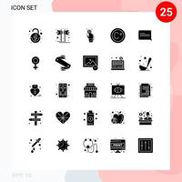 25 concept de glyphe solide pour les sites Web mobiles et les applications mesurent les éléments de conception vectoriels modifiables vecteur