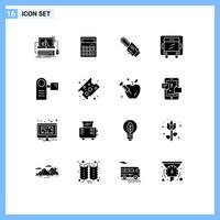 ensemble de 16 symboles d'icônes d'interface utilisateur modernes signes pour les appareils camion bureau camion sans fil éléments de conception vectoriels modifiables vecteur