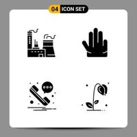 4 icônes noires pack symboles glyphes signes pour des conceptions réactives sur fond blanc 4 icônes définies vecteur