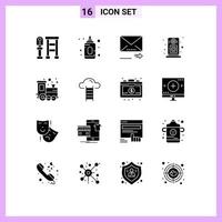 pack d'icônes vectorielles stock de 16 signes et symboles de ligne pour le temps de jeu jouet avant bébé haut-parleur éléments de conception vectoriels modifiables vecteur