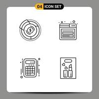 4 couleurs plates vectorielles thématiques remplies et symboles modifiables de l'interface de connexion financière de la calculatrice d'équilibre éléments de conception vectoriels modifiables vecteur