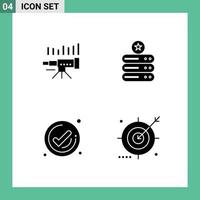 pack de 4 signes et symboles de glyphes solides modernes pour les supports d'impression Web tels que les prévisions de serveur de télescope vision business éléments de conception vectoriels modifiables vecteur