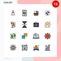 interface mobile ligne remplie de couleurs plates ensemble de 16 pictogrammes de la justice équilibre affaires transport transit éléments de conception vectoriels créatifs modifiables vecteur