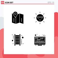 interface mobile glyphe solide ensemble de 4 pictogrammes de l'emplacement de l'escalier de la carte démarrage vert éléments de conception vectoriels modifiables vecteur