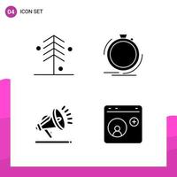 ensemble d'icônes de glyphe pack de 4 icônes solides isolées sur fond blanc pour la conception de sites Web réactifs pour l'impression et les applications mobiles vecteur