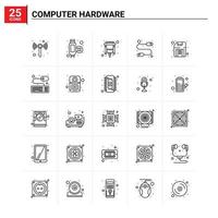 25 jeu d'icônes de matériel informatique fond vectoriel