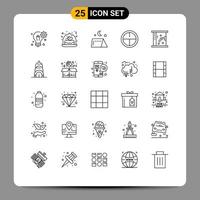 symboles d'icônes universels groupe de 25 lignes modernes d'insigne cadeau militaire de salle de bain voyage éléments de conception vectoriels modifiables vecteur