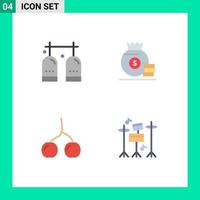 symboles d'icônes universelles groupe de 4 icônes plates modernes d'activités sac de gaz berry éléments de conception vectoriels modifiables alimentaires vecteur