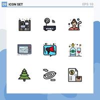 9 icônes créatives signes et symboles modernes de chat musique console de mixage de golf éléments de conception vectoriels modifiables vecteur