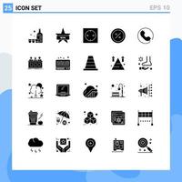25 concept de glyphe solide pour sites Web mobiles et applications appareils de commerce en ligne éléments de conception vectoriels modifiables de commerce électronique vecteur