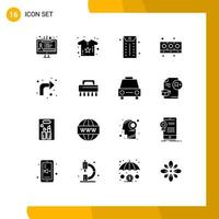 16 concept de glyphe solide pour les sites Web mobiles et les applications flèches vers le haut cuisine d'entreprise cuisine éléments de conception vectoriels modifiables vecteur