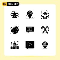 9 icônes créatives signes et symboles modernes de service live love chat cookie éléments de conception vectoriels modifiables vecteur