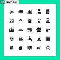 ensemble de 25 symboles d'icônes d'interface utilisateur modernes signes pour les éléments de conception vectoriels modifiables de poids de détective de camion de profession mobile vecteur
