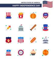 usa joyeux jour de l'indépendancepictogramme ensemble de 16 appartements simples de jour religion citrouille feu travail signe modifiable usa day vector design elements