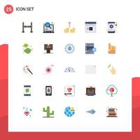 interface mobile ensemble de 25 pictogrammes de configuration de tablette encaisser des éléments de conception vectoriels modifiables sur le web vecteur