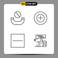 4 symboles de contour du pack d'icônes noires signes pour des conceptions réactives sur fond blanc 4 icônes définies vecteur