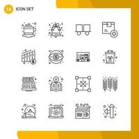16 symboles de contour de pack d'icônes de style de ligne de jeu d'icônes isolés sur fond blanc pour la conception de sites Web réactifs vecteur