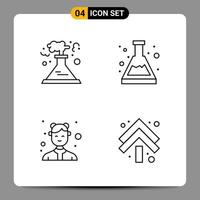 4 symboles de contour du pack d'icônes noires signes pour des conceptions réactives sur fond blanc 4 icônes définies vecteur