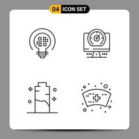 4 symboles de contour du pack d'icônes noires signes pour des conceptions réactives sur fond blanc 4 icônes définies vecteur