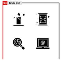 4 icônes générales pour l'impression de sites Web et les applications mobiles 4 signes de symboles de glyphe isolés sur fond blanc 4 pack d'icônes vecteur