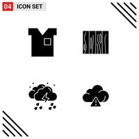 4 icônes créatives signes et symboles modernes de vêtements chemise en bois meubles nuage éléments de conception vectoriels modifiables vecteur