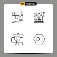 pack d'interface utilisateur de 4 couleurs plates de base remplies d'éléments de conception vectoriels modifiables pour la pharmacie d'hôpital vecteur