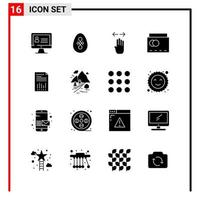 16 icônes générales pour la conception de sites Web d'impression et d'applications mobiles 16 signes de symboles de glyphe isolés sur fond blanc pack de 16 icônes vecteur