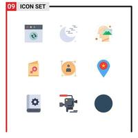 ensemble de 9 symboles d'icônes d'interface utilisateur modernes signes pour la mission utilisateur flèche inviter des éléments de conception vectoriels modifiables féminins vecteur