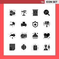 pack de 16 symboles de glyphe de style solide sur fond blanc signes simples pour la conception générale vecteur