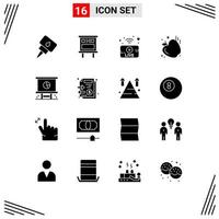 interface utilisateur pack de 16 glyphes solides de base d'éléments de conception vectorielle modifiables utube apple gym vecteur